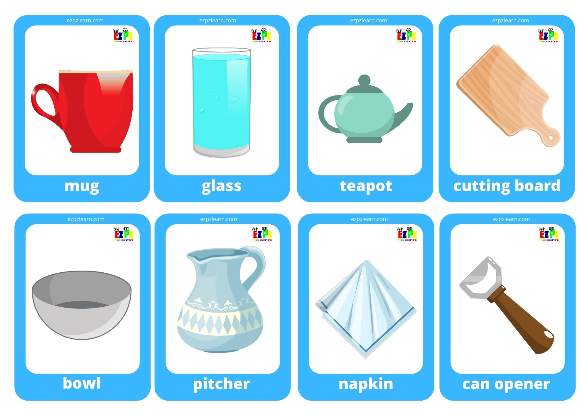 Kitchen Utensils Game Cards / Mini Flashcards